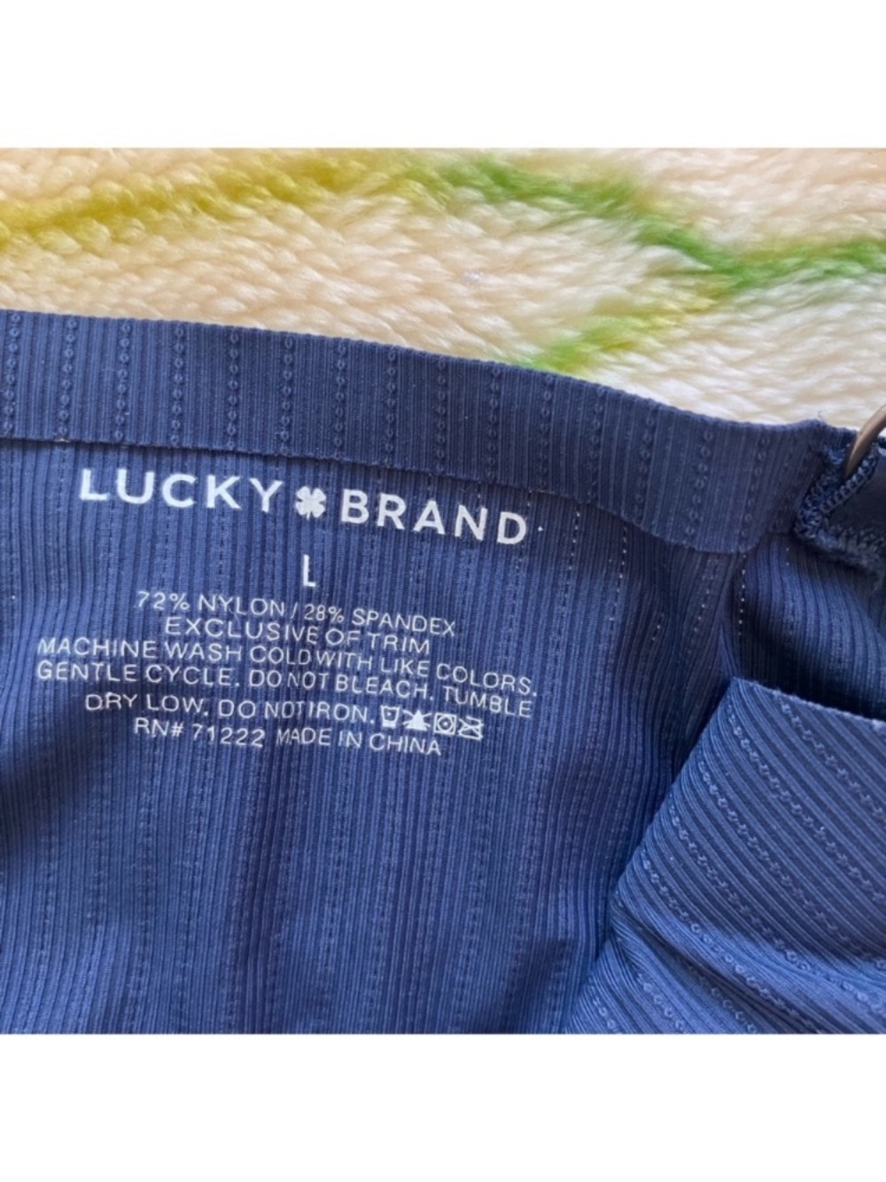 Lucky Brand Blue Nylon Wireless Bralette size L Lace - Picture 6 of 7